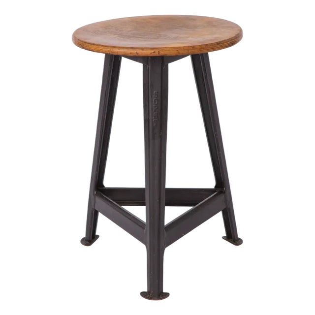 Tripod Stool with Beech Top from Rowac, 1950s For Sale