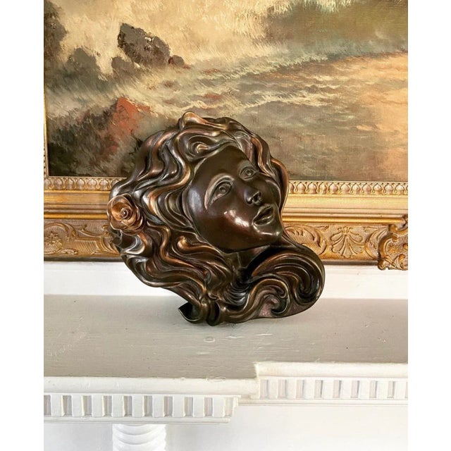 Vintage 1989 Art Nouveau Goddess Wall Pocket For Sale - Image 4 of 6