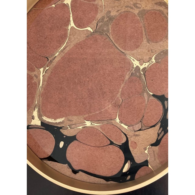 Late 20th-Century “Geode” Motif Wood, Glass & Resin Circular Tray With Cut-Out Handles For Sale - Image 14 of 18