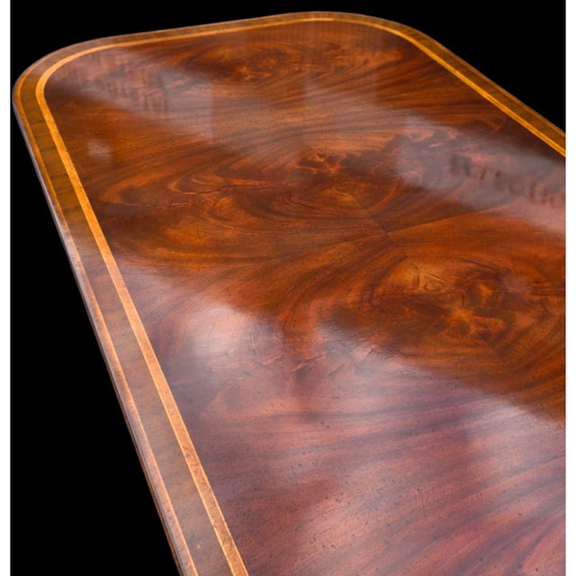 Jonathan Charles Regency Crotch Mahogany Non-Extendable Dining Table For Sale - Image 9 of 12