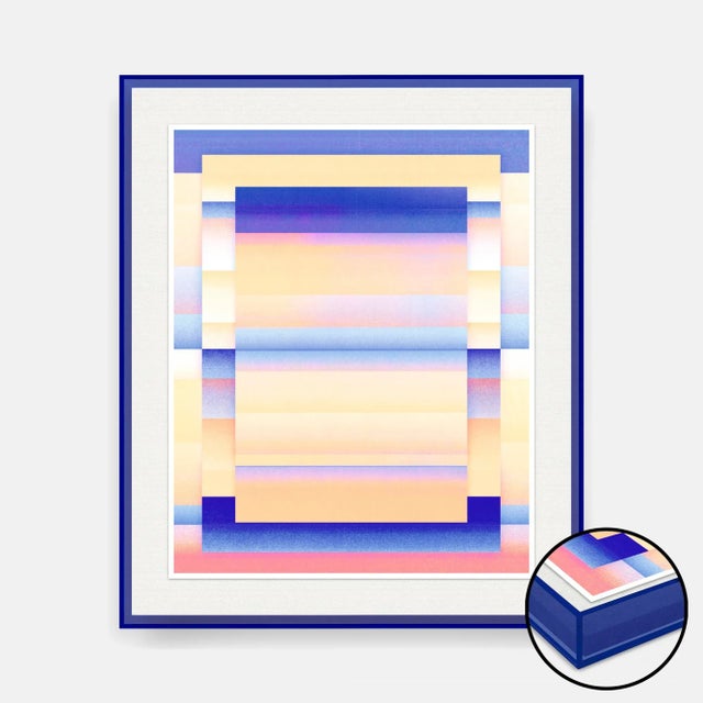 Contemporary Delineation of Space IV by David Grey, Art Print in Blue Acrylic Frame, Small For Sale - Image 3 of 3