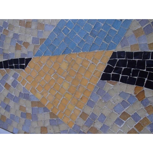 Triangular Mosaic Table with Brass Trim and Black Feet, 1950s For Sale - Image 4 of 12