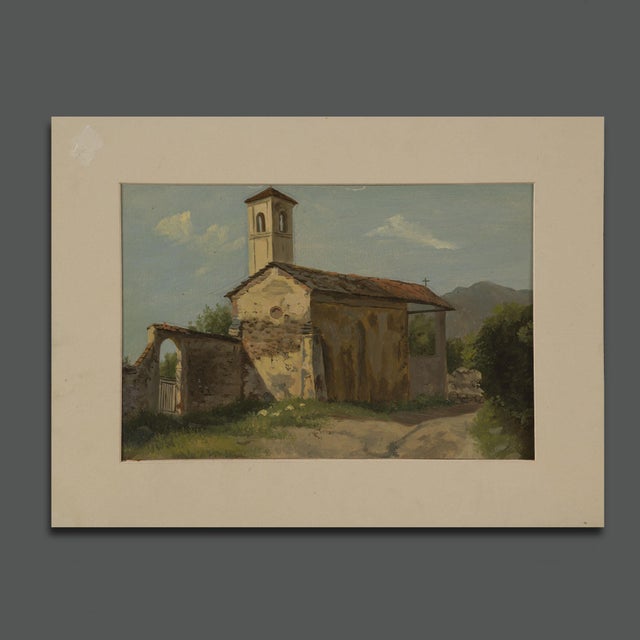 Mid-Century Italian Oil on Canvas Landscape For Sale - Image 8 of 9