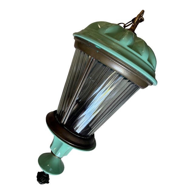 Vintage Painted Metal 3 Light Hanging Lantern For Sale