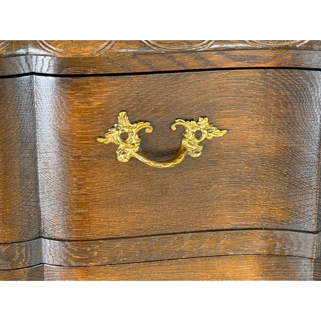 Danish Baroque Oak Serpentine Tallboy Chest of Drawers, 1940s For Sale - Image 6 of 13