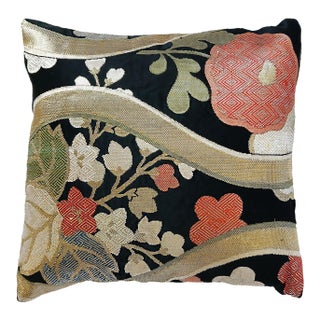 Early 20th Century Japanese Silk Obi Accent Pillow For Sale