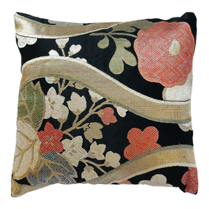Early 20th Century Japanese Silk Obi Accent Pillow
