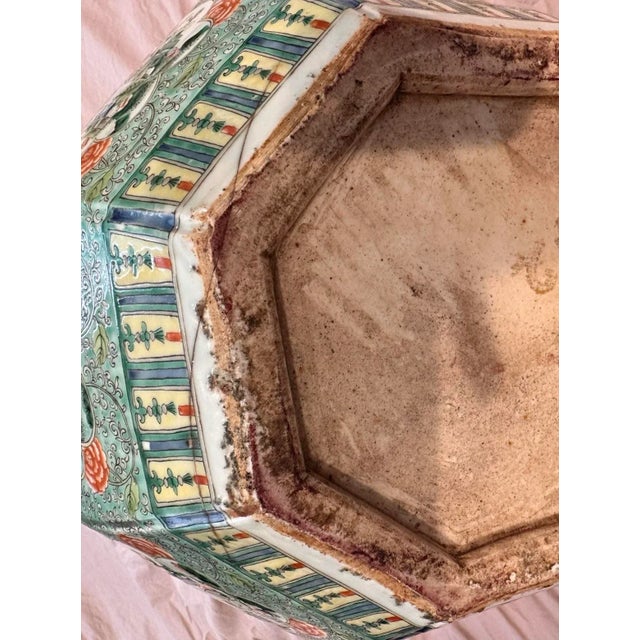 Antique Chinese Famille Verte Porcelain Jardiniere, Qing Dynasty, 18th Century For Sale - Image 12 of 12