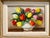 Small vintage painting featuring tulips. Oil on Masonite measures 4” x 5 1/2”. With nice gold flecked layered frame,...