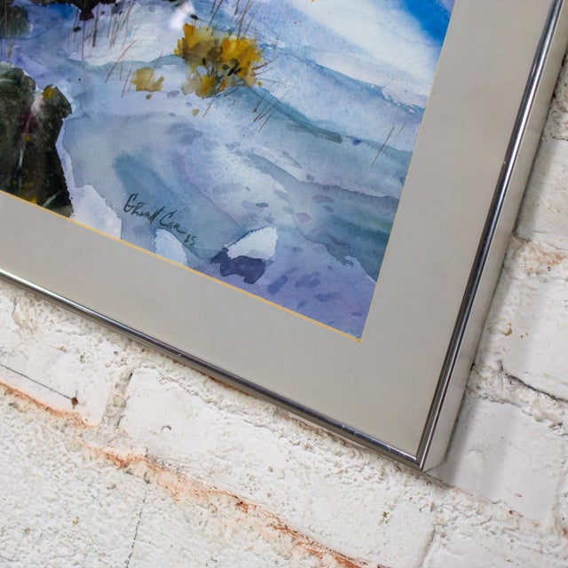 1985 Watercolor Winter Farm Landscape Signed by G. Russell Case Framed For Sale - Image 10 of 17