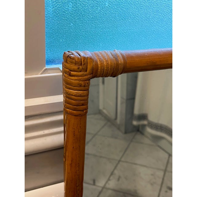Wood Pencil Rattan & Wicker Wall Mirror With Planter For Sale - Image 7 of 11