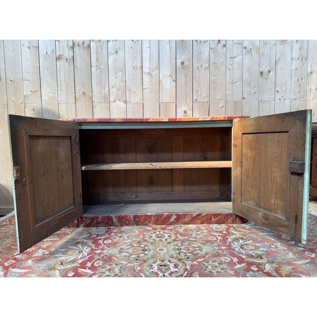 Low Louis XIV Painted Wood and Faux Marble Sideboard with Plinth For Sale - Image 5 of 8