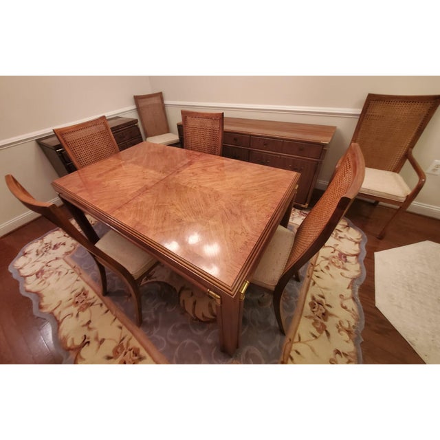 Vintage Drexel Burl Wood Dining Room Set – Complete Suite With Original Receipts For Sale - Image 15 of 17