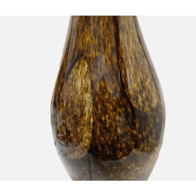 Vintage Italian Murano Handblown Glass Vase 19" Brown Spots Speckle Art Deco MCM For Sale - Image 15 of 18