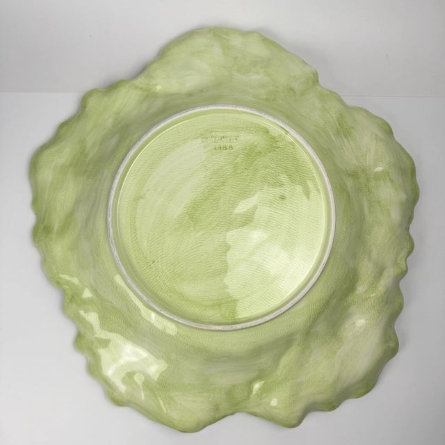 Mid-Century Modern 1990s Rare Fitz & Floyd Majolica Cabbage / Lettuce Serving Bowl For Sale - Image 3 of 5