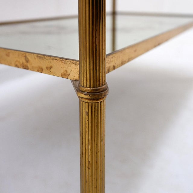 French Two-Tier Side Table with Eglomise Glass Mirror from Maison Jansen, 1950s For Sale - Image 11 of 16