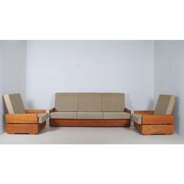 Brutalist Armchairs in Wood, 1970s, Set of 3 For Sale - Image 12 of 12