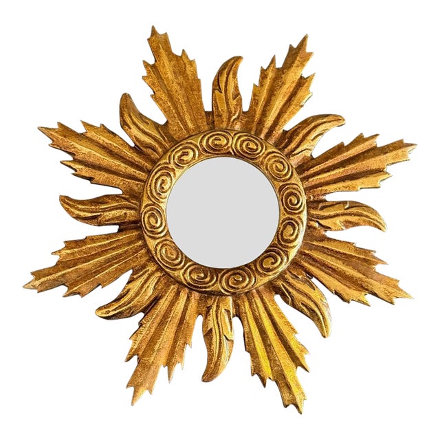 Gilt Sunburst Louis XIV Style Mirror For Sale