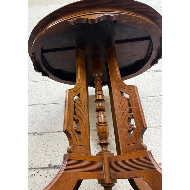 Antique Victorian Eastlake Quarter Sawn Tiger Oak Parlor Table For Sale - Image 12 of 13