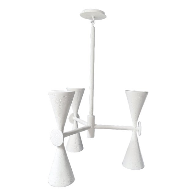 Organic Modern Plaster of Paris Geometric Chandelier, Villette Chandelier For Sale