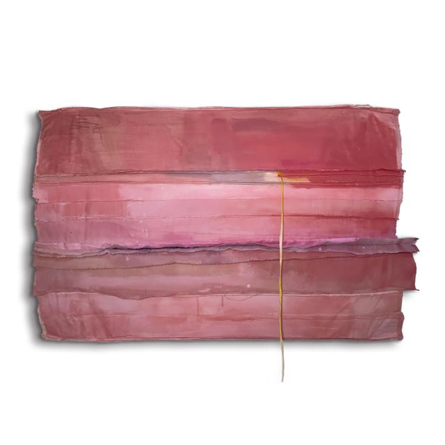 Contemporary "Good Night Kiss" Salvaged Materials Wall Sculpture Color Field Painting in Shades of Nantucket Red For Sale - Image 3 of 9