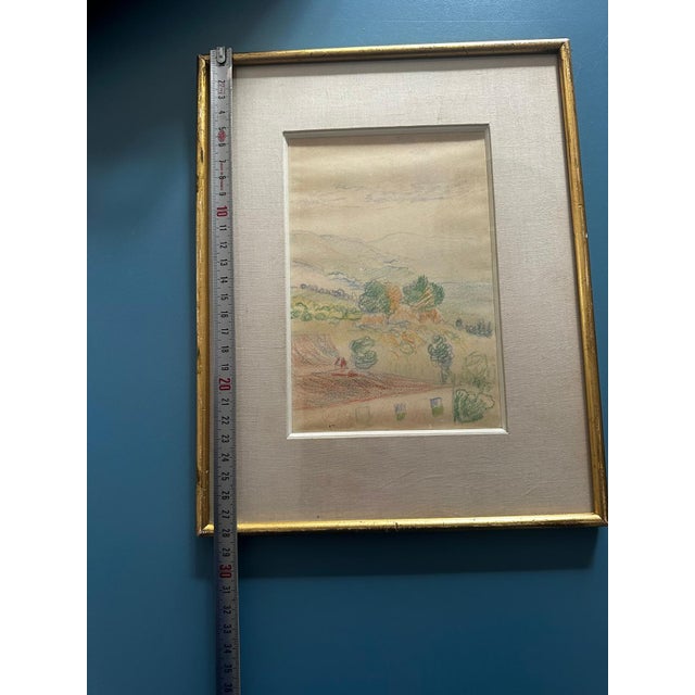 Henri-Edmond Cross, Landscape of Provence, 1800s, Colored Pencils on Paper, Framed For Sale - Image 3 of 17