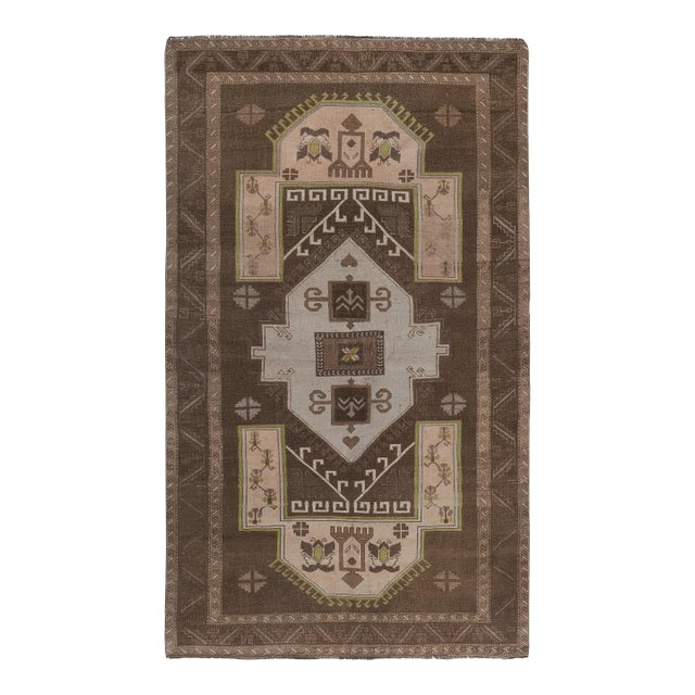 Vintage Brown Turkish Kars Rug 5'10'' X 10' For Sale