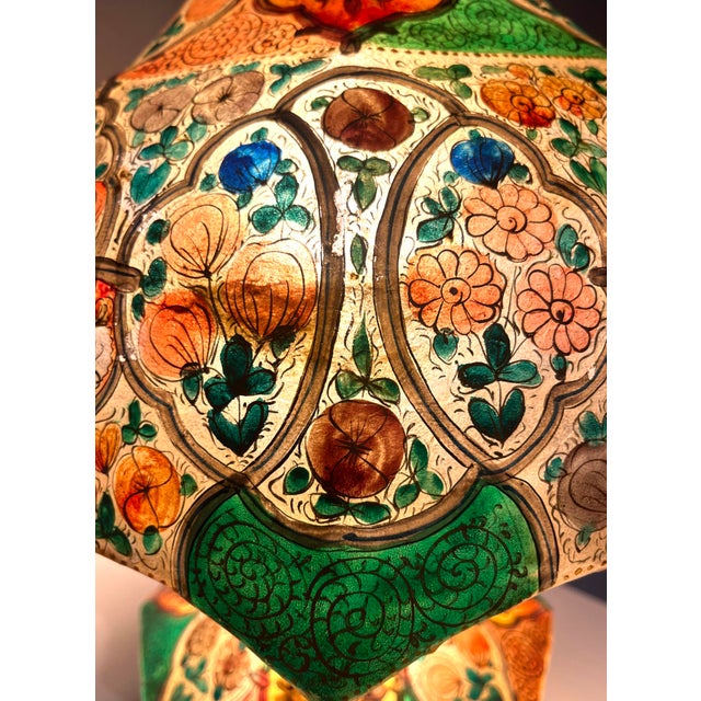 Antique Hand-Painted Vellum Bedroom Table Lamp, South Asia, 1930 For Sale - Image 14 of 17