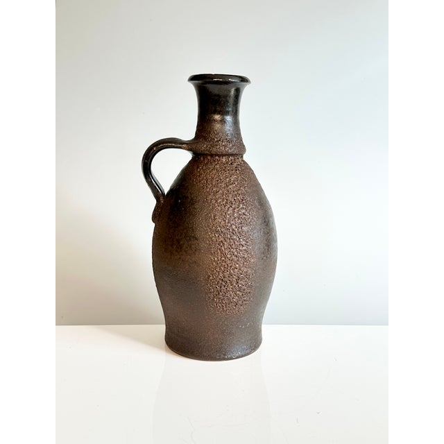 Hand-Thrown Studio Ceramic Vase with Handle and Lava-Effect Glaze, Germany, 1970s For Sale - Image 4 of 13