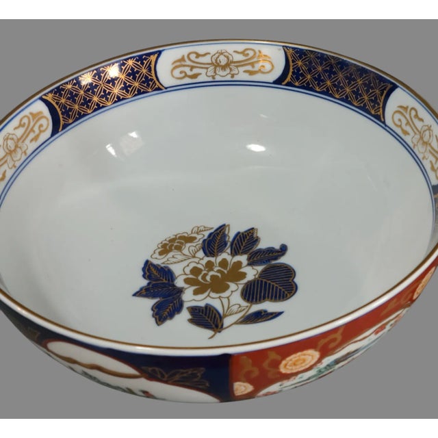 Vintage Japanese Porcelain Colorful Floral Gold Imari Bowl, Marked For Sale - Image 6 of 8