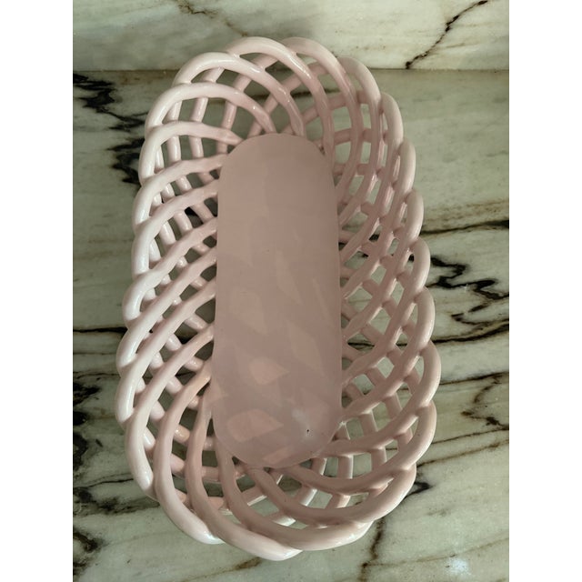 Weaved Italian Ceramic Basket For Sale - Image 4 of 4