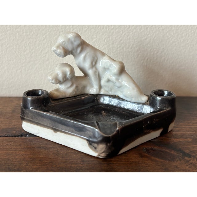Mid 20th Century Vintage White and Black Dog Ashtray For Sale - Image 5 of 5