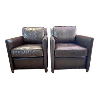 Pair of Leather Club Chairs by Revelation for Uttermost For Sale