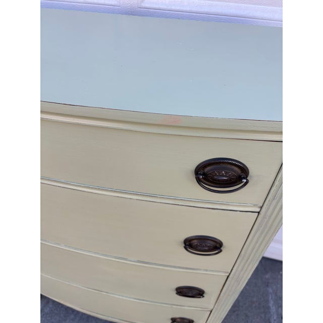 Green Painted Vintage Dresser | Cottage Style Chest of Drawers | Farmhouse Tall Dresser | Green Bedroom Storage | Shabby Chic Four Drawer Chest For Sale - Image 8 of 12