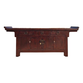 19th Century Chinese Elm Everted Flange Sideboard For Sale