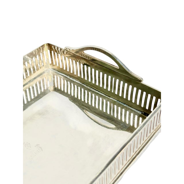 International Silver Matched Pair Petite Vintage Silver Plate Gallery Trays With Horse and Crown Monogram 4.25” Length For Sale - Image 4 of 11