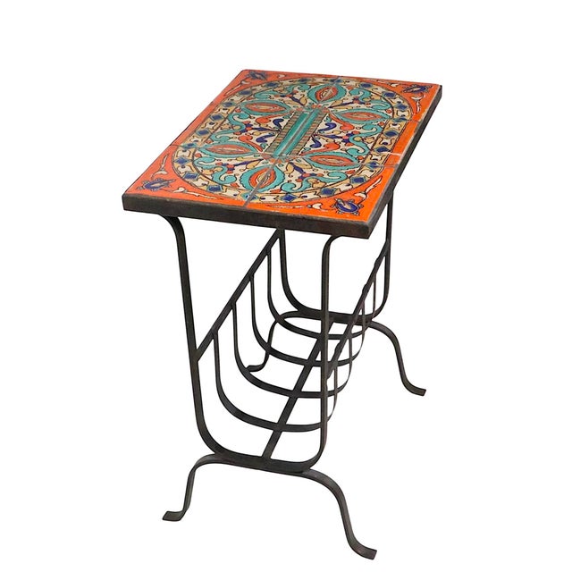Early 20th Century Vintage Tile Top Wrought Iron Table For Sale - Image 5 of 11