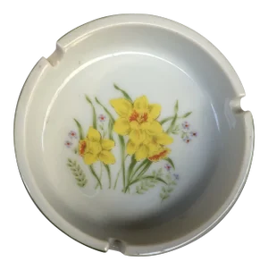 1970s Japanese Hand Painted Floral Ashtray