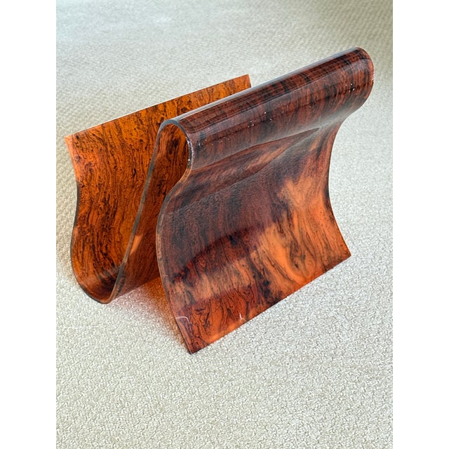 1970s Very Rare Vintage 1970's Mid Century Modern Free Form Magazine Rack in Faux Tortoiseshell Lucite / Plexiglass For Sale - Image 5 of 18