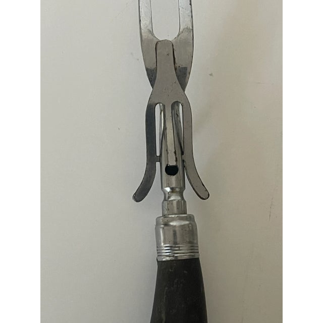 1950s Vintage Cutlery Serving Knife and Fork With Horn Handles For Sale - Image 5 of 6