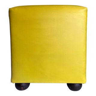 Vintage Citron Yellow Ottoman Footstool For Sale
