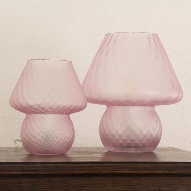Pink Murano Glass Mushroom Table Lamp, Italy For Sale - Image 7 of 13