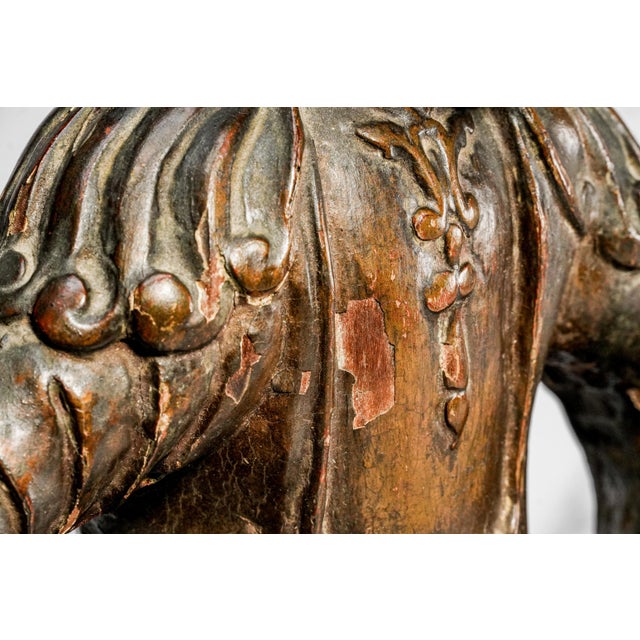 Hand Carved Large Antique Chinese Guanyin Wood Sculpture on Dragon Buddhist Asian Home Decor For Sale - Image 13 of 17
