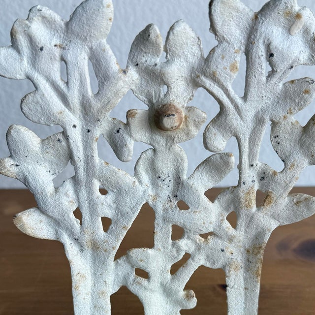 Vintage Painted Cast Iron Bookends in Form of Plants- Set of 2 For Sale - Image 9 of 10