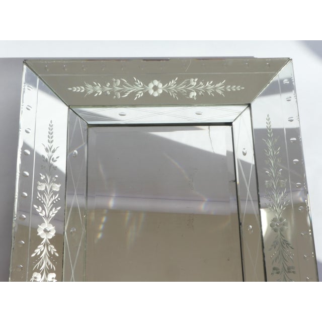 Large Vintage Venetian Rectangular Ornate Wall Mirror with Beveled Glass, Italy, 1920s For Sale - Image 11 of 13