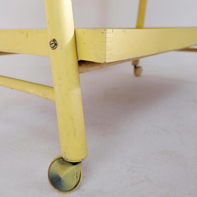 Vintage Bar Cart in Yellow Lacquered Wood For Sale - Image 13 of 15