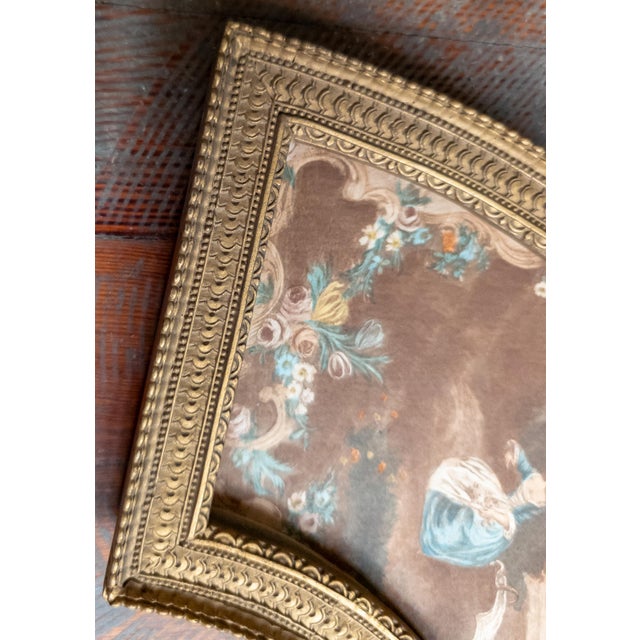 Early 20th Century Gold Fan Shaped Frame With Print For Sale In New York - Image 6 of 11