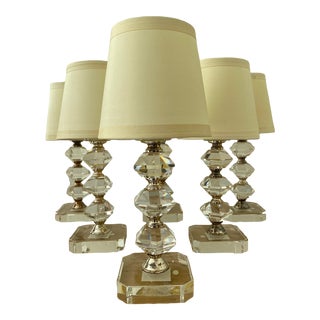 Restoration Hardware Table Candle Votive Lamps With Ivory Silk Shades - Set of 6 For Sale