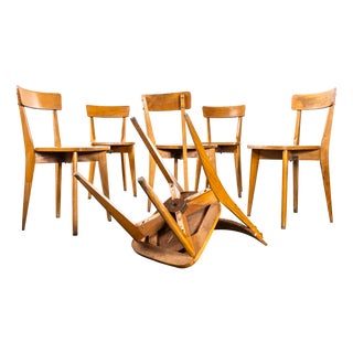 French Cross Base Bentwood Dining Chairs from Luterma, 1950s, Set of 6 For Sale