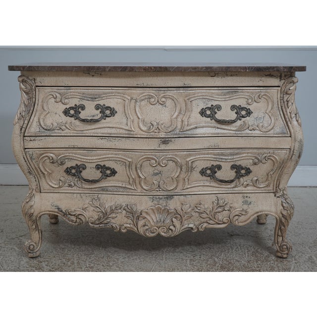 French Pair of Councill Craftsman Marble Top French Painted Chests For Sale - Image 3 of 18